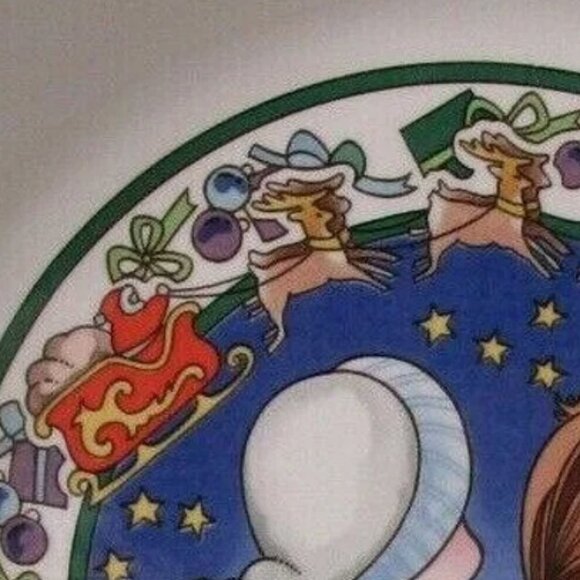 Vtg 1989 WATKINS Country Kids "Christmas Wish" Ceramic Recipe Pie Plate 10.75" D - Picture 11 of 14